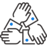 Three hand joint together.